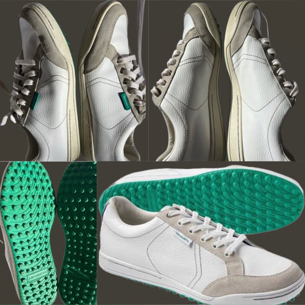 NWOT Ashworth by Adidas Cardiff White Fresh Green Spikeless Golf Shoe Men 10